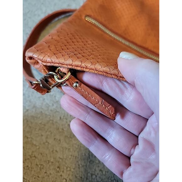 Gigi New York Embossed Leather Crossbody Bag Orange - Picture 14 of 14